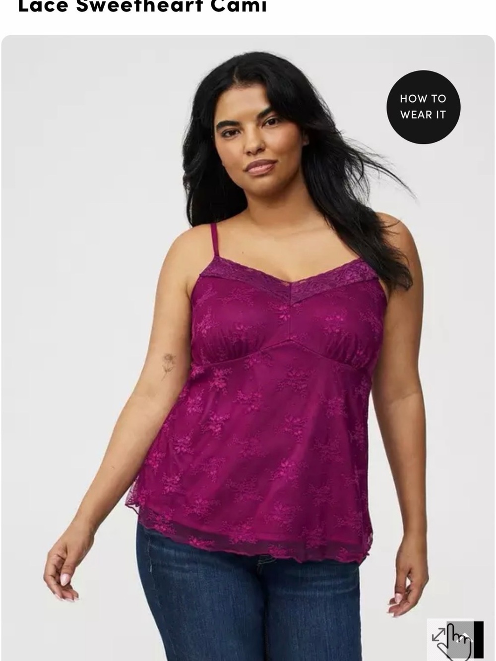 Torrid Lace Sweetheart Cami in Plum Size 1